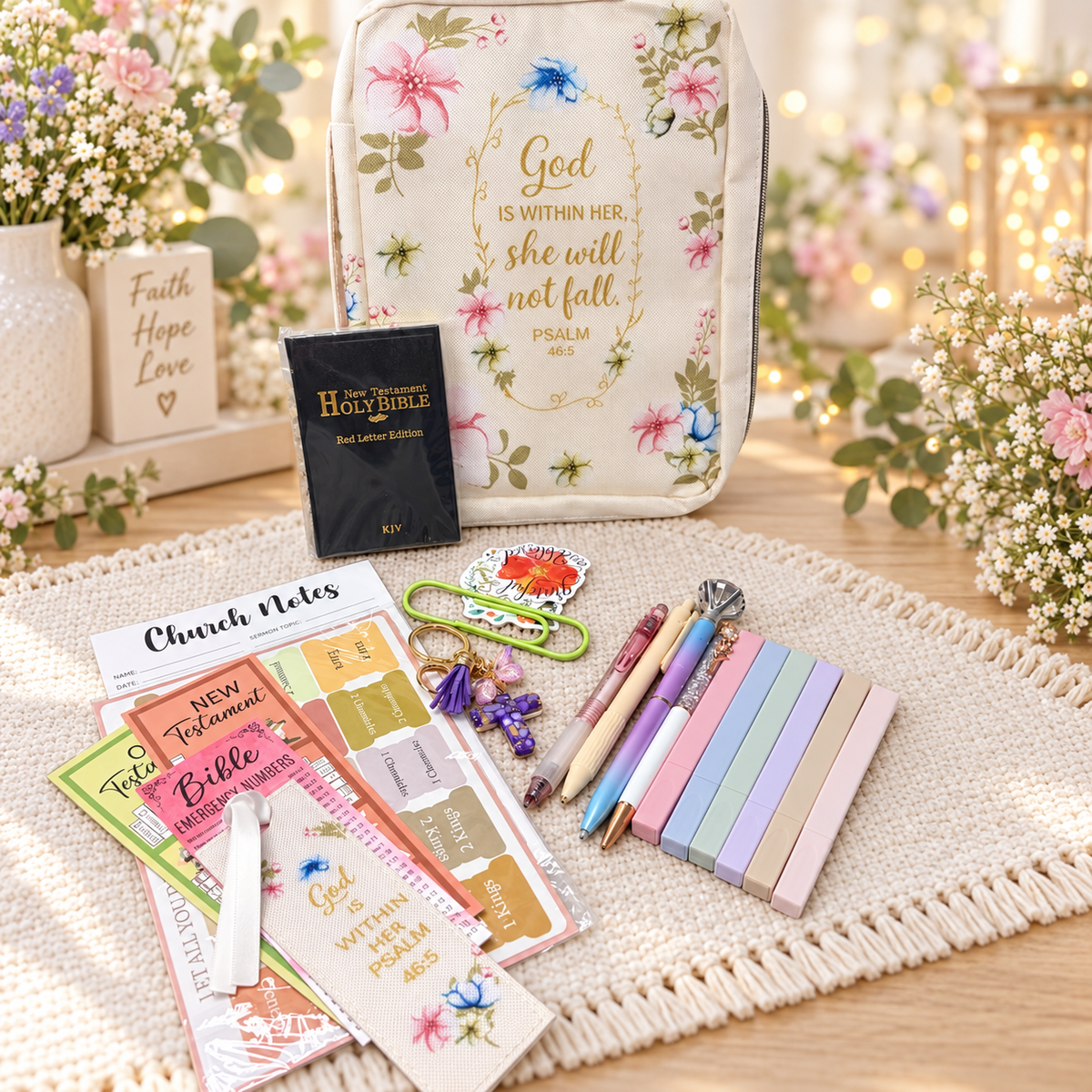 White and Pink “For I Know the Plans” Bible Case Bundle 🌺