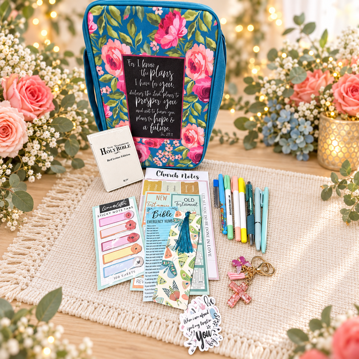🌺 Turquoise “For I Know the Plans” Bible Case Bundle 🌺